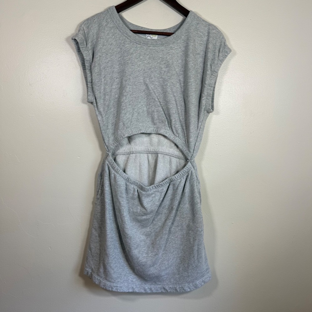 OFFLINE by Aerie Real Me Cutout Fleece Mini Dress Size Small Heather Gray